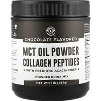 Left Coast Performance, MCT aliejaus miltelių pavidalo kolageno peptidai su prebiotiniu akacijos pluoštu, šokolado skonio, 454 g