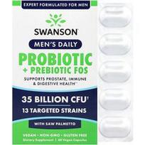 Swanson Vitamins, Vyrams skirtas kasdienis probiotikas + prebiotikai FOS su sabalpalme, 35 milijardai KFV, 60 veganiškų kapsulių