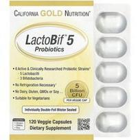 California Gold Nutrition, „LactoBif® 5“ probiotikai, 5 milijardai KFV, 120 vegetariškų kapsulių