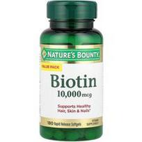 Nature's Bounty, Biotinas, 10 000 mcg, 180 greito atpalaidavimo minkštųjų kapsulių