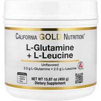 California Gold Nutrition, L-glutaminas + L-leucinas, be skonio, 450 g (15,87 uncijos)