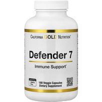 California Gold Nutrition, „Defender 7“ su A, C, D3, B6, cinku, selenu ir beta gliukanu, 180 vegetariškų kapsulių