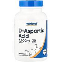 Nutricost, D-asparto rūgštis, 120 kapsulių (750 mg vienoje kapsulėje)