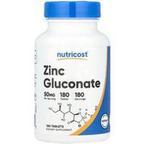 Nutricost, Cinko gliukonatas, 50 mg, 180 tablečių