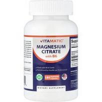 Vitamatic, Magnio citratas su vitaminu B6, 180 vegetariškų kapsulių