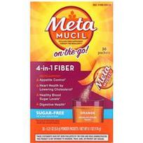 Metamucil, Keliaujant, 4 viename skaidulų, apelsinų skonio, be cukraus, 30 miltelių pakelių po 5,8 g (0,21 uncijos)
