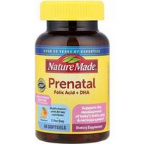 Nature Made, Prenatalinis, folio rūgštis + DHA, apelsinų, 60 minkštųjų kapsulių