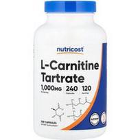 Nutricost, L-karnitino tartratas, 240 kapsulių (500 mg vienoje kapsulėje)