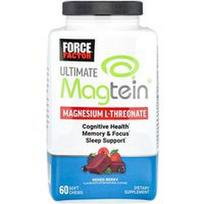 Force Factor, „Ultimate Magtein®“, magnio L-treonatas, mišrių uogų skonio, 60 minkštų kramtomųjų tablečių
