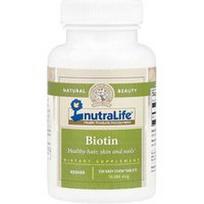NutraLife, Biotinas, 10 000 mcg, 120 lengvai kramtomų tablečių