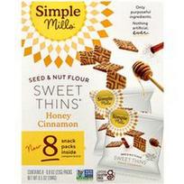 Simple Mills, Sėklų ir riešutų miltai, „Sweet Thins®“, medaus ir cinamono, 8 pakeliai po 23 g