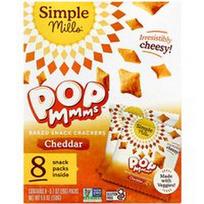 Simple Mills, „Pop Mmms™“, kepti užkandžių krekeriai su čederio sūriu, 8 pakeliai po 20 g