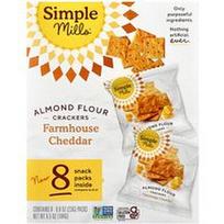 Simple Mills, Migdolų miltų krekeriai, „Farmhouse Cheddar“, 8 pakeliai po 23 g