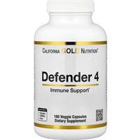 California Gold Nutrition, „Defender 4“ su vitaminu C, vitaminu D, cinku ir selenu, 180 vegetariškų kapsulių