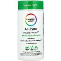 Rainbow Light, „All-Zyme Double Strength™“, augalinės kilmės fermentai + probiotikai, 90 veganiškų kapsulių