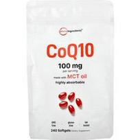 Micro Ingredients, CoQ10, 240 minkštųjų gelių (50 mg viename minkštame gelyje)