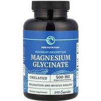 Nobi Nutrition, Magnio glicinatas, maksimali absorbcija, chelatinis, 240 kapsulių (250 mg vienoje kapsulėje)