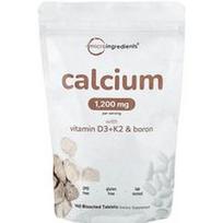 Micro Ingredients, Kalcis su vitaminu D3 + K2 ir boru, 300 tablečių, padalintų į dvi dalis