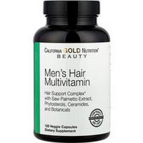 California Gold Nutrition, Grožis, vyrų plaukų multivitaminai, 120 vegetariškų kapsulių