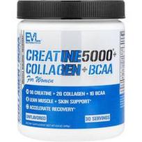 EVLution Nutrition, „Creatine5000® Plus“ kolagenas + BCAA, moterims, be skonio, 8,8 uncijos (249 g)