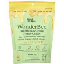 Plant People, „WonderBee®“, supermaisto ir žalumynų medaus kramtukai, mango ir laimo skonio, 30 kramtukų