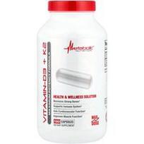 Metabolic Nutrition, Vitaminas D3 + K2, 180 kapsulių