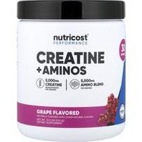 Nutricost, „Performance“, kreatinas + amino rūgštys, vynuogių skonio, 372 g (13,3 uncijos)
