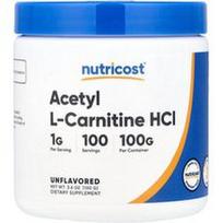 Nutricost, Acetil-L-karnitino HCl, be skonio, 100 g (3,6 uncijos)