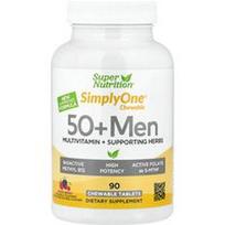 Super Nutrition, SimplyOne® kramtomosios 50+ vyrų multivitaminų + pagalbinės žolelės, mišrios uogos, 90 kramtomųjų tablečių