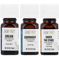 Aura Cacia, Rinkinys prieš miegą, gryni eterinių aliejų mišiniai, 3 buteliukai po 0,25 fl oz (7,4 ml)