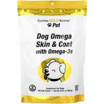California Gold Nutrition, Augintinių ir šunų Omega odos ir kailio papildai su Omega-3, 180 minkštų kramtomųjų tablečių, 450 g