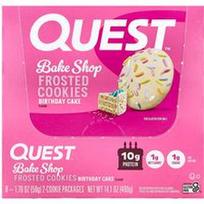 Quest Nutrition, „Bake Shop“ glaistyti sausainiai, gimtadienio tortas, 8 pakuotės po 50 g