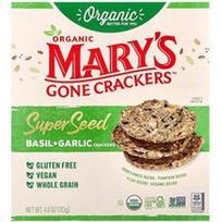 Mary's Gone Crackers, Ekologiški supersėklų krekeriai, bazilikas ir česnakas, 113 g
