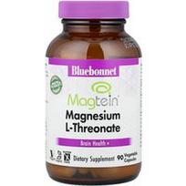 Bluebonnet Nutrition, Magtein® magnio L-treonatas, 90 augalinių kapsulių (48 mg vienoje kapsulėje)
