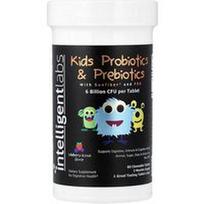 Intelligent Labs, Vaikams skirti probiotikai ir prebiotikai, su laukinių uogų skoniu, 60 kramtomųjų tablečių