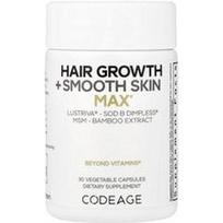 Codeage, Plaukų augimas + lygi oda, Max, 30 daržovių kapsulių