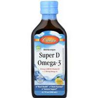 Carlson, Laukinių norvegų „Super D Omega-3®“, natūralios citrinos skonio, 200 ml
