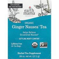 Earth Mama, Organinės arbatos „Ginger Nausea™“ arbata, raminanti mėtų skonio, be kofeino, 16 arbatos pakelių, 27,2 g