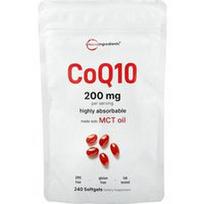 Micro Ingredients, CoQ10, 240 minkštųjų gelių (100 mg viename minkštame gelyje)