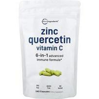 Micro Ingredients, Cinko kvercetino vitaminas C, 240 kapsulių