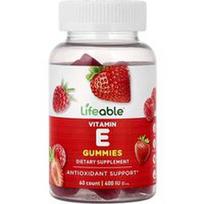 Lifeable, Vitamino E guminukai, uogų skonio, 60 guminukų (60 mg viename guminuke)