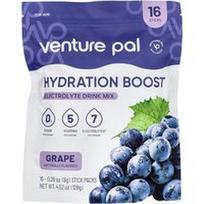 Venture Pal, Hidratacijos stipriklis, elektrolitų gėrimų mišinys, vynuogių skonio, 16 pakelių po 8 g (0,28 uncijos)