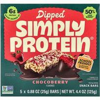 Simply Protein, Užkandžių batonėliai su šokolado ir uogų prieskoniais, 5 batonėliai po 25 g (0,88 uncijos)