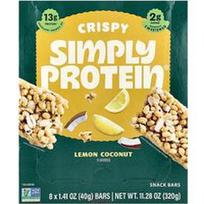 Simply Protein, Traškūs užkandžių batonėliai su citrinų ir kokosų įdaru, 8 batonėliai po 40 g