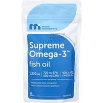 Micro Ingredients, „Supreme Omega-3™“ žuvų taukai, šviežios citrinos skonio, 60 minkštųjų kapsulių
