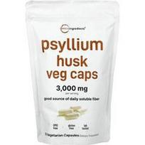 Micro Ingredients, Psyllium Husk daržovių kapsulės, 500 vegetariškų kapsulių (500 mg vienoje kapsulėje)