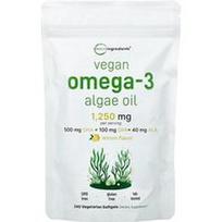 Micro Ingredients, Veganiškas omega-3 dumblių aliejus su citrina, 240 vegetariškų minkštųjų kapsulių
