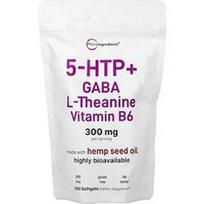 Micro Ingredients, 5 HTP + Gaba, L-teaninas, vitaminas B6, 240 minkštųjų kapsulių