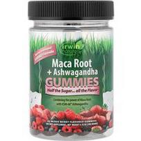 Irwin Naturals, Makos šaknies ir ašvagandos guminukai, mišrios uogos, 42 guminukai