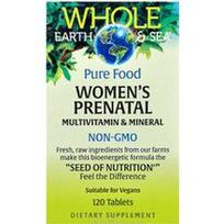 Natural Factors, „Whole Earth & Sea®“, moterims skirti prenataliniai multivitaminai ir mineralai, 120 tablečių